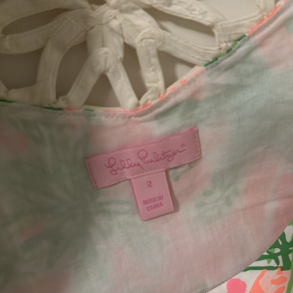 Lilly Pulitzer Lacina Dress Nibbles Carrot Print Lattice Neckline - Picture 13 of 13